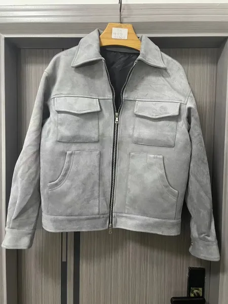 Design Suede Utility Jacket Beige Outerwear - 6