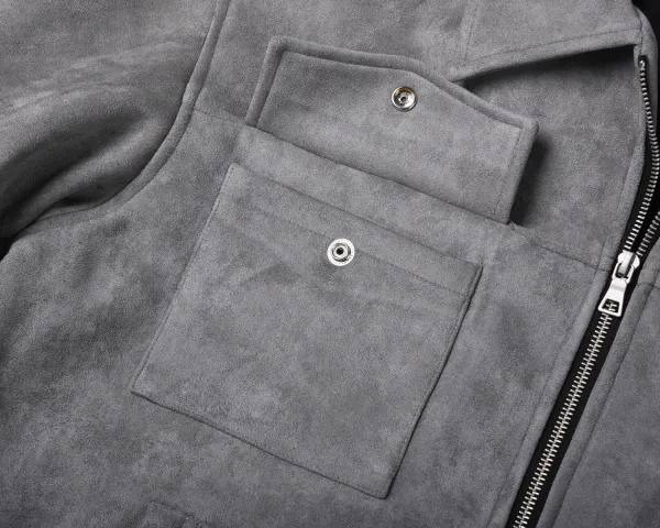 Design Suede Utility Jacket Beige Outerwear - 23