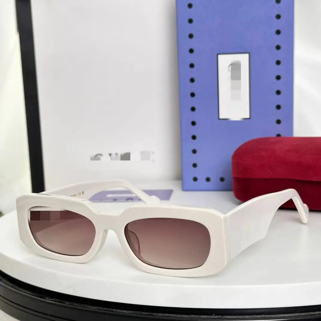 Design Oversized Rectangle White Sunglasses with Gradient Lenses - 1