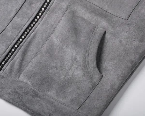 Design Suede Utility Jacket Beige Outerwear - 24