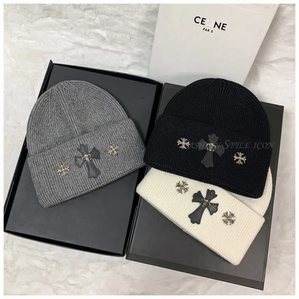 Celine Cross-Embellished White Beanie - 3