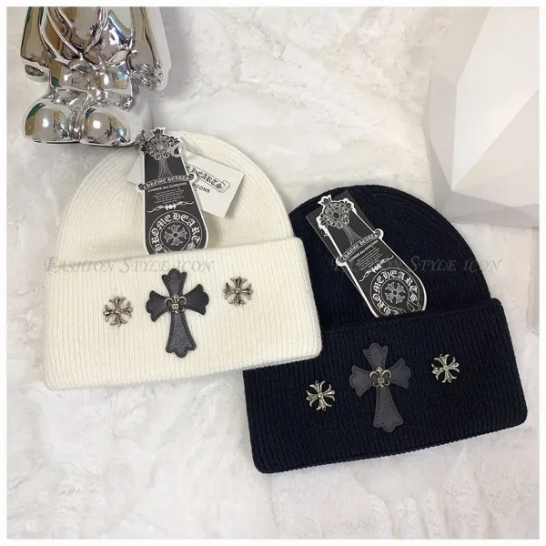 Celine Cross-Embellished White Beanie - 7