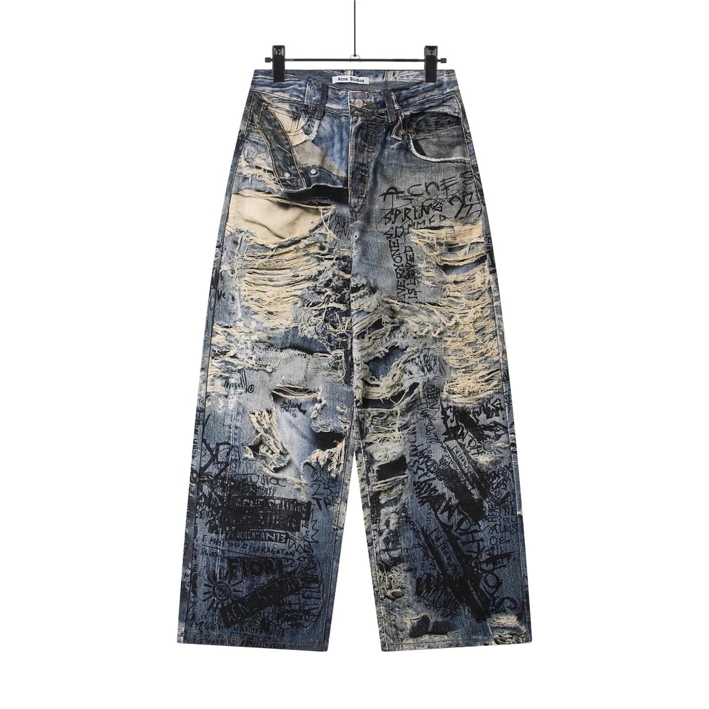 Acne Studios Jeans Wide-Leg Chain-Graphic — 30-1981 Retro Trompe-l’œil, Decay, Plunder, and Graffiti