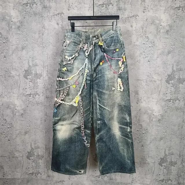 Acne Studios Jeans Wide-Leg Chain-Graphic product detail image 13