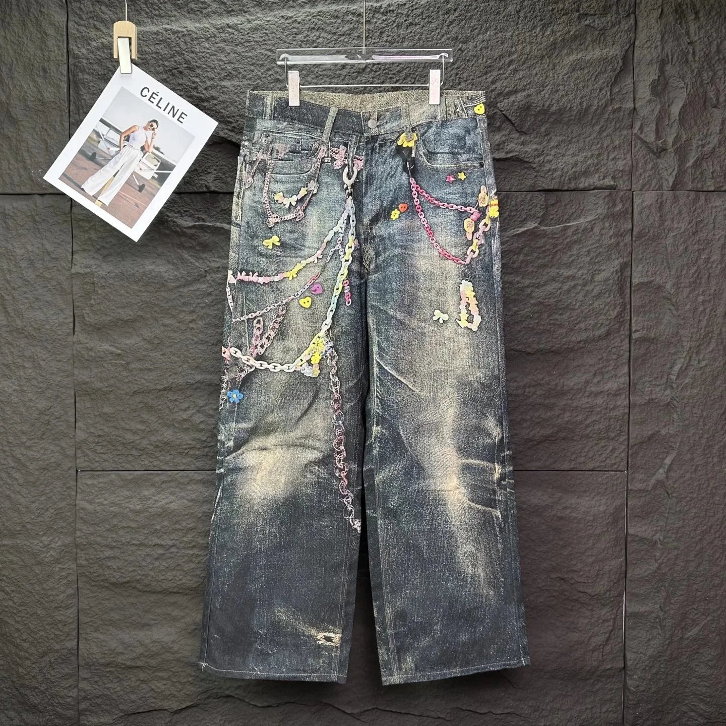 Acne Studios Jeans Wide-Leg Chain-Graphic — 17-2025 New 3D Digital-Printed Candy-Chain Pattern
