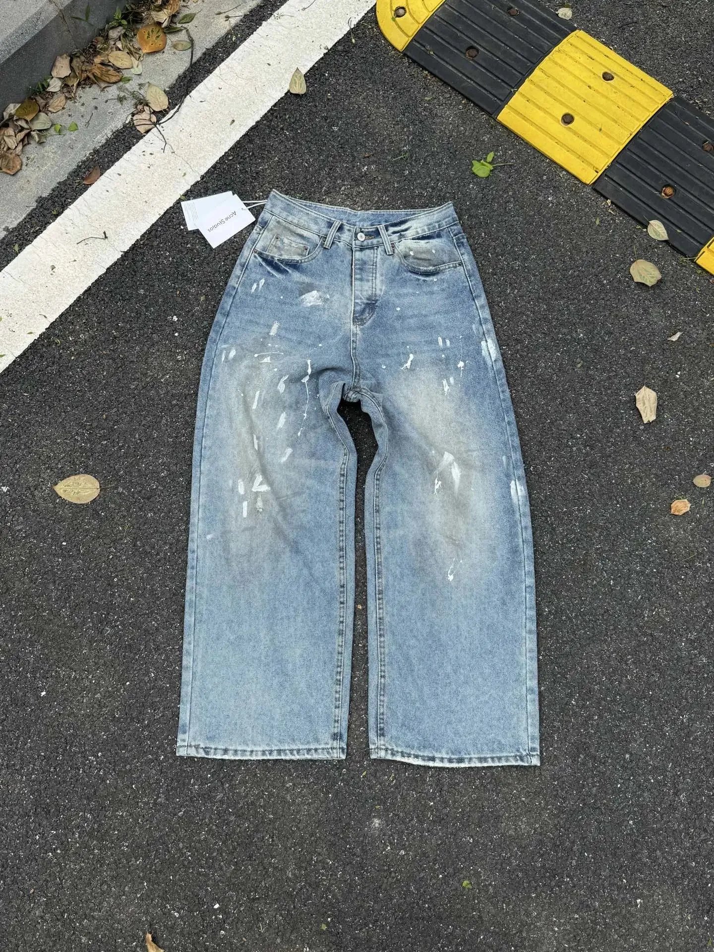 Acne Studios Jeans Wide-Leg Chain-Graphic — 10-1981M distressed loose-fit