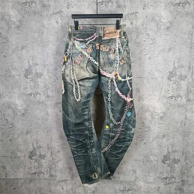 Acne Studios Jeans Wide-Leg Chain-Graphic product detail image 1