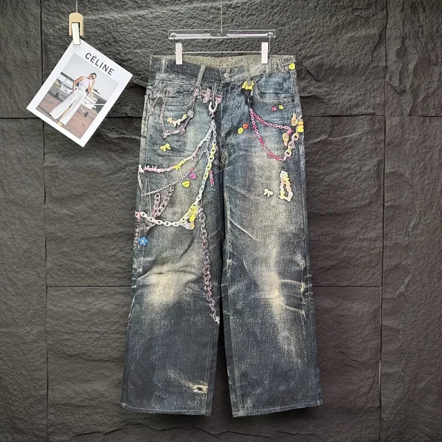 Acne Studios Jeans Wide-Leg Chain-Graphic product detail image 15