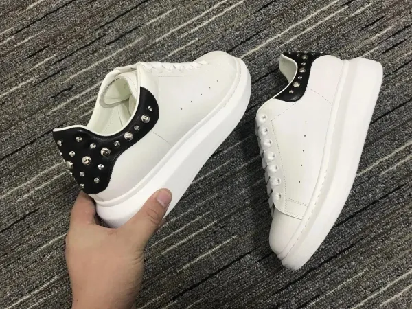 Alexander McQueen Oversized Sneakers White with Black Studded Heel Tab Sneakers - 1