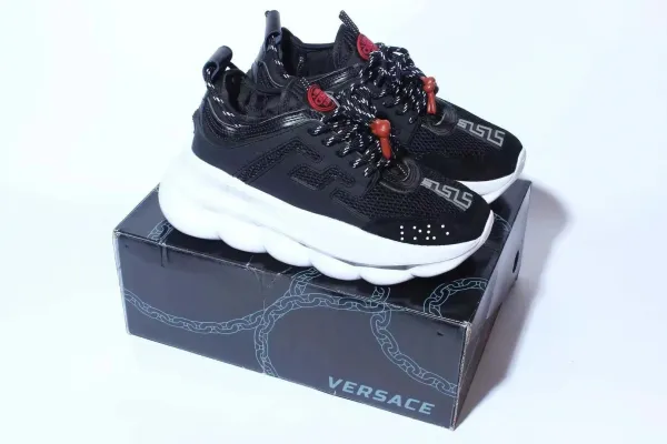 Versace Chain Reaction Black and White Chunky Sneakers - 1