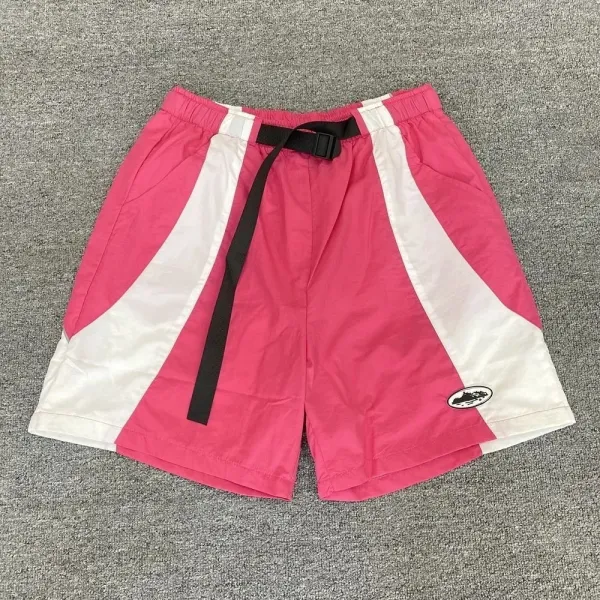 Off-White Diagonal Stripe Shorts Pink/White - 1