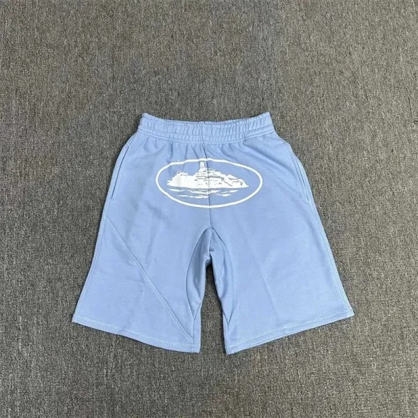 Off-White x Unknown Collaboration Island Graphic Shorts Light Blue - 1