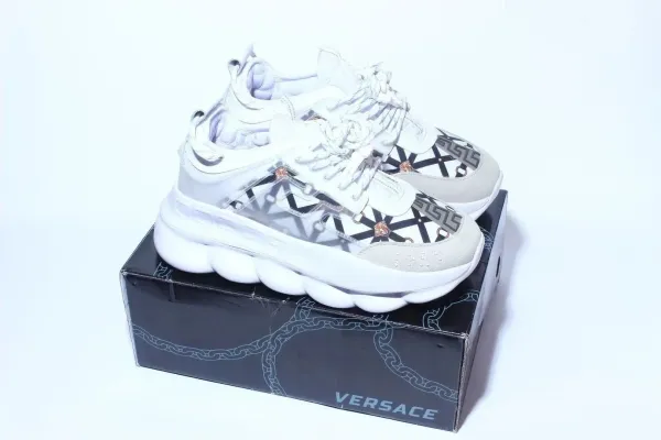 Versace Chain Reaction White/Black Chunky Sneakers - 1
