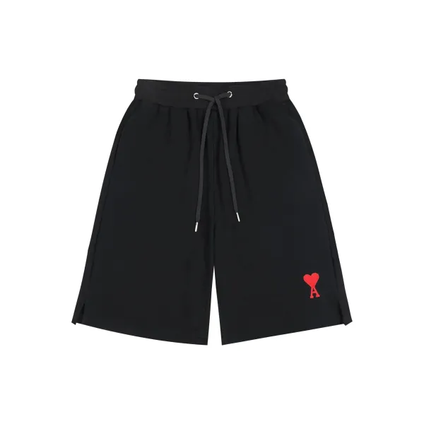 Ami Paris Heart Logo Sweat Shorts Beige - 9