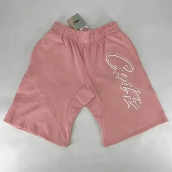 Corteiz Pink Script Logo Shorts - 1