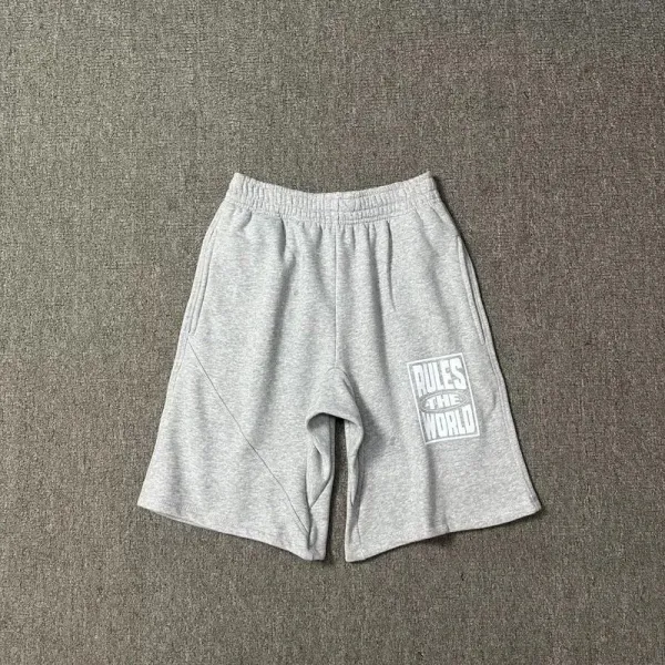 Rules The World Graphic Print Heather Gray Sweat Shorts - 1