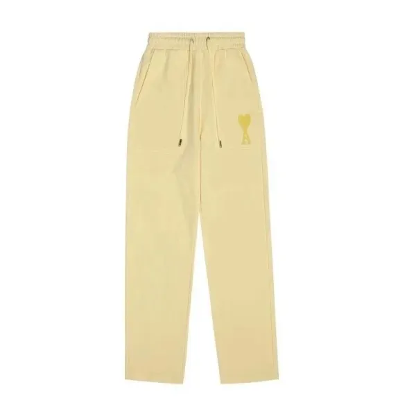 Ami Paris Heart Logo Sweatpants Beige - 1