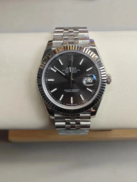 Rolex Oyster Perpetual Datejust Black Dial Stainless Steel Mechanical Watch - 1