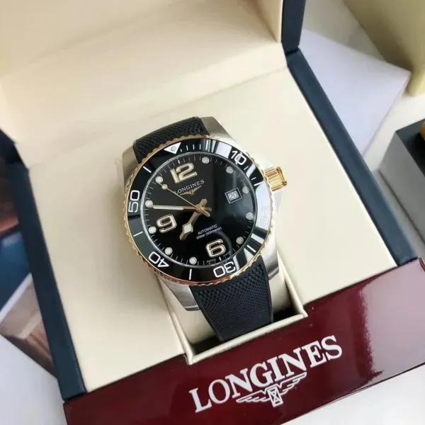 Longines Hydroconquest Black Dial Gold-Tone Bezel Mechanical Watch - 1