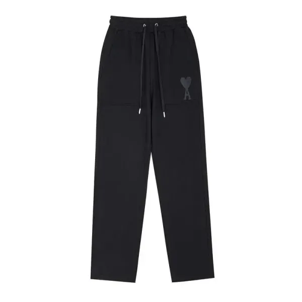 Ami Paris Heart Logo Sweatpants Black - 1