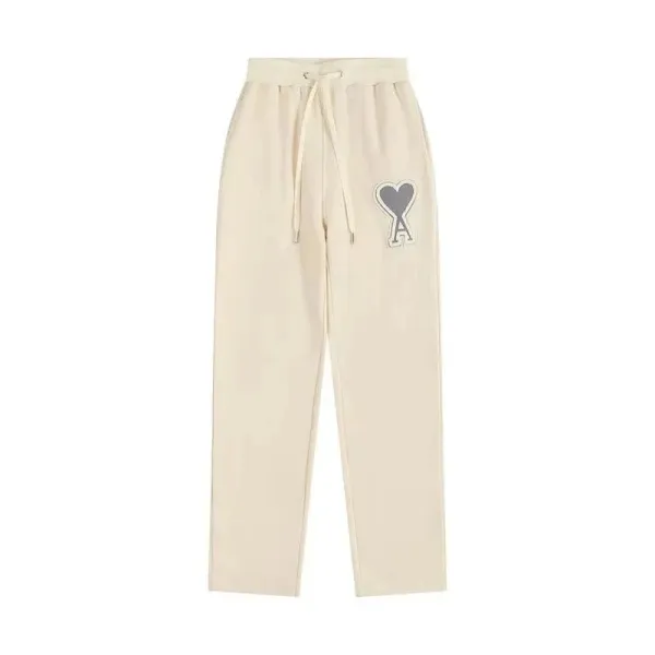 Ami Paris Heart Logo Sweatpants Beige - 1