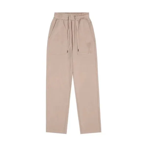 Design Relaxed Fit Drawstring Waist Pants Beige - 1