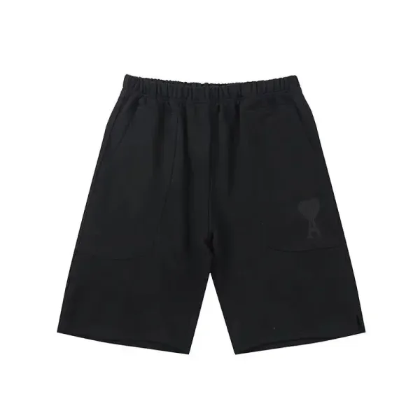 Ami Paris Heart Logo Sweat Shorts Beige - 11