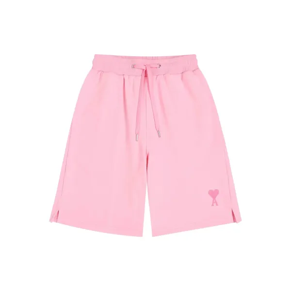 Ami Paris Heart Logo Sweat Shorts Beige - 7