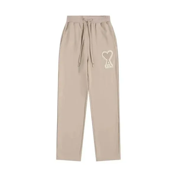 Ami Paris Heart Logo Sweatpants Beige - 1