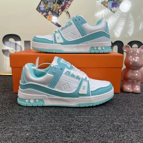 Louis Vuitton Trainer Low Aqua White Sneakers - 1