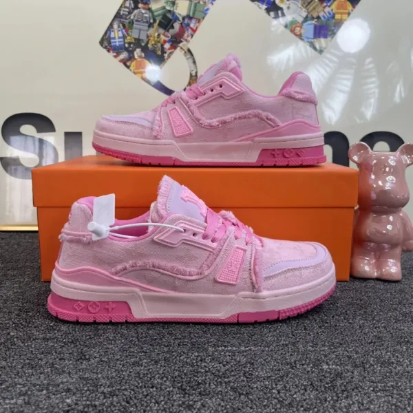 Louis Vuitton Trainer Pink Denim Sneakers - 1