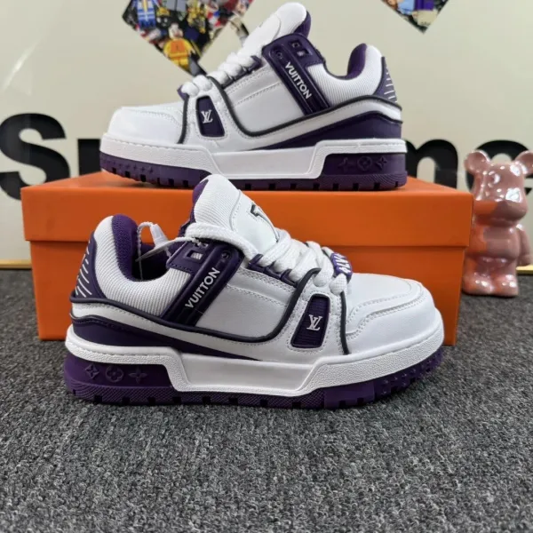 Louis Vuitton Trainer Purple and White Chunky Sneakers - 1