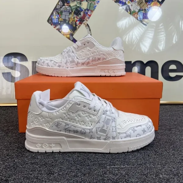 Louis Vuitton Trainer White Monogram Sneakers - 1