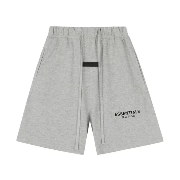 Fear of God Essentials Logo-Print Heather Gray Shorts - 1