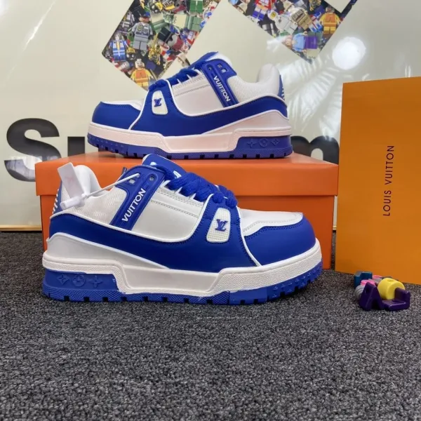 Louis Vuitton Trainer Blue and White Chunky Sneakers - 1