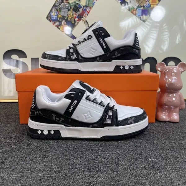 Louis Vuitton Trainer Monogram White Black Sneakers - 1