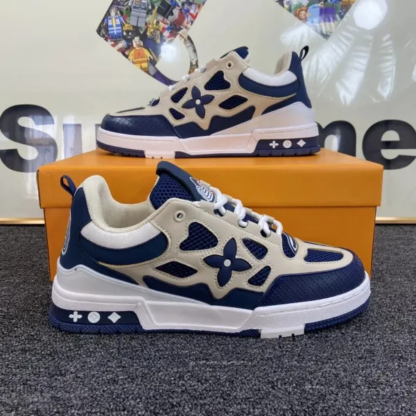 Louis Vuitton Trainer Sneakers Navy and Beige Chunky Sneakers - 1