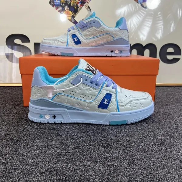 Louis Vuitton Trainer Low Ice Blue Monogram Sneakers - 1