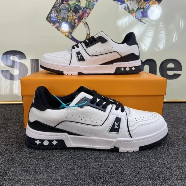 Louis Vuitton Trainer White and Black Sneakers - 1
