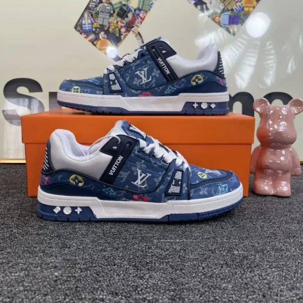 Louis Vuitton Trainer Monogram Denim Blue Sneakers - 1