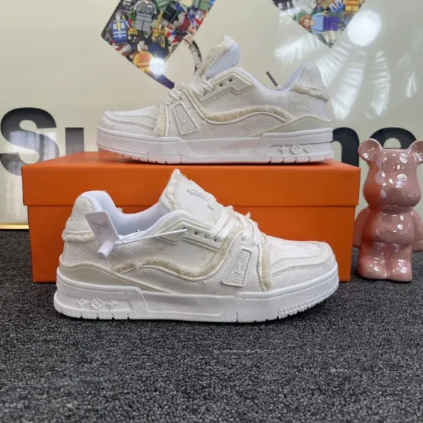 Louis Vuitton Trainer White Monogram Canvas Sneakers - 1