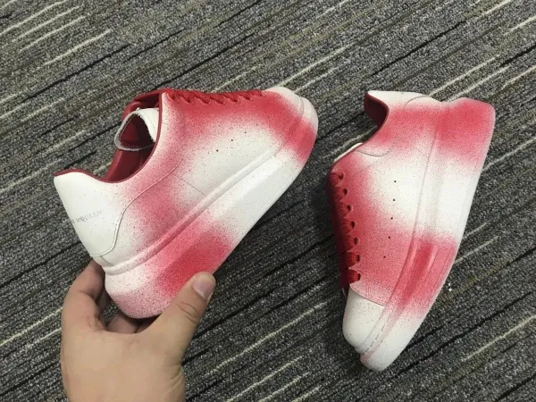 Alexander McQueen Oversized Sneakers Spray-Dye Red Gradient White Sneakers - 1