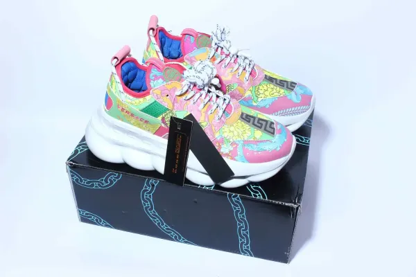 Versace Chain Reaction Multicolor Floral Print Chunky Sneakers - 1