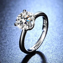 thumbnail for Four-pronged single diamond straight-arm diamond ring Women's simple 2-carat Internet celebrity four-pronged crown diamond ring