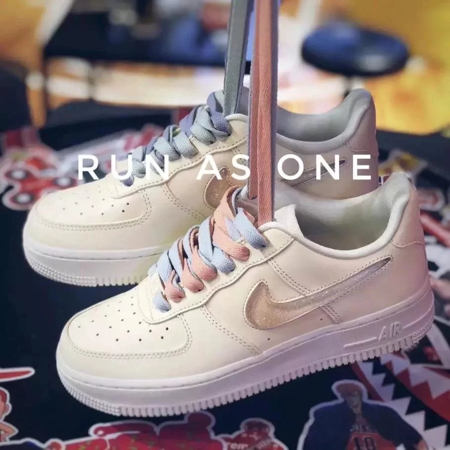 耐克Air Force 1 AF1果冻钩Nike米白纯白笑脸耐高联赛空军板鞋AH682