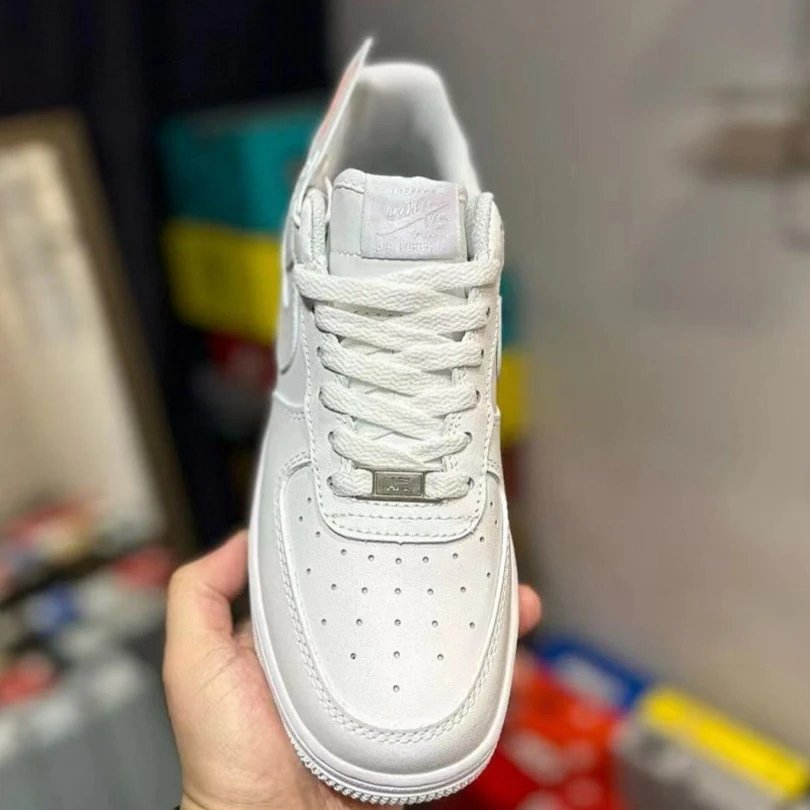 AF1 Air Force 1 Premium Top-Grain Leather Casual Sneakers Unisex White Shoes Factory Direct