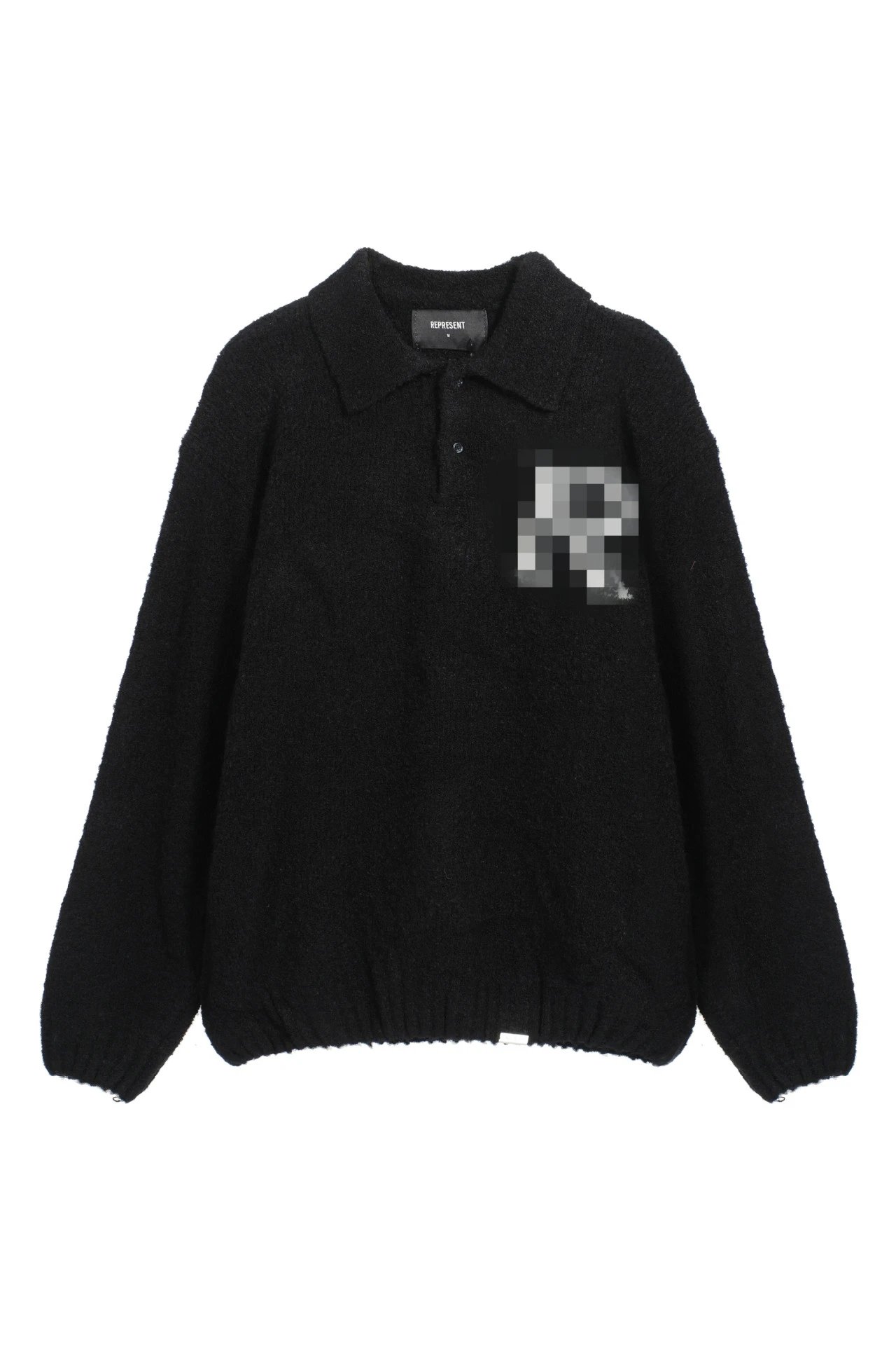 Black with turn-down collar