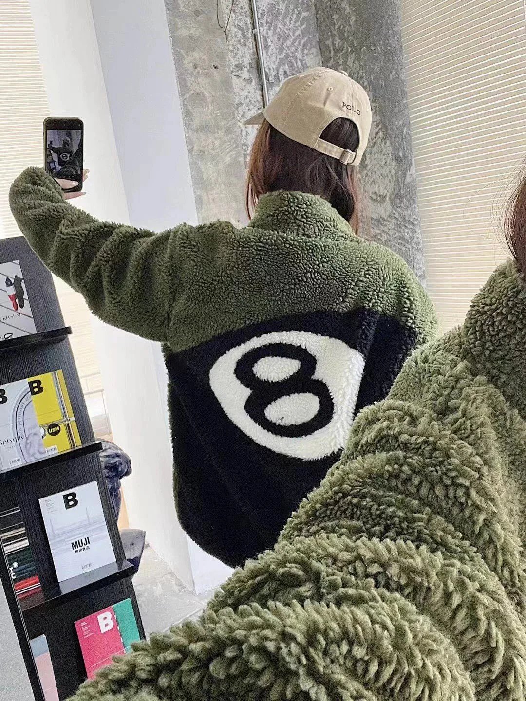 Human Made 8-Ball Sherpa Fleece Jacket Army Green / Black Outerwear product detail 27 in Litbuy spreadsheet finds
