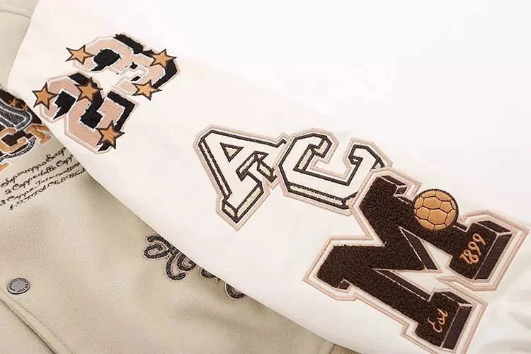 Off-White Deep Meditation Varsity Jacket Black / White / Orange Outerwear product detail 16 in Litbuy spreadsheet finds