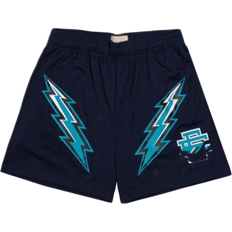 Navy blue with a lightning bolt logo in blue